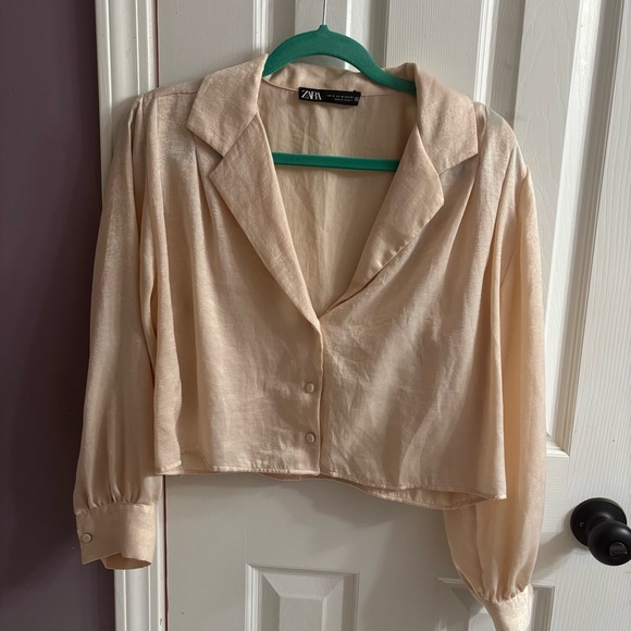 Zara Satin Effect Cropped Shirt - Picture 4 of 7